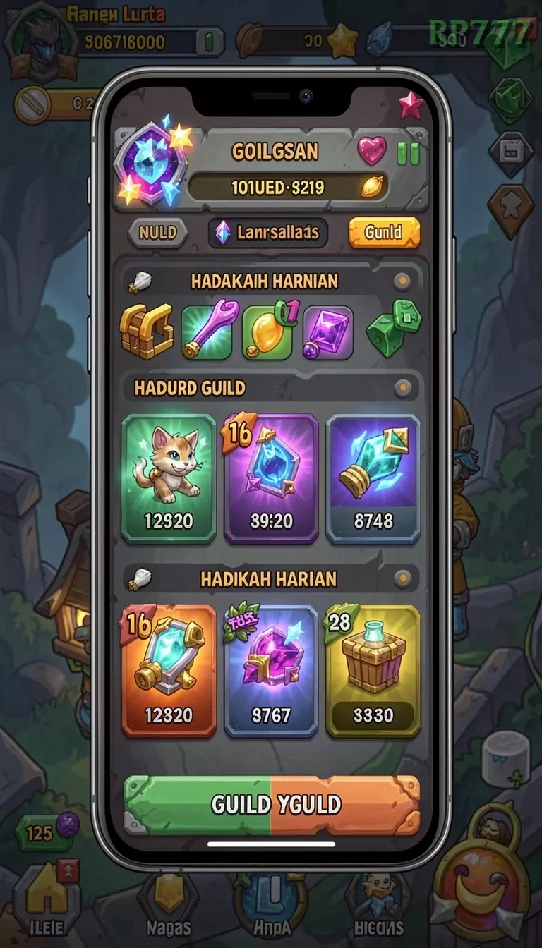 Cuplikan layar SR777 — menu navigasi